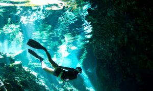 diver in deep water