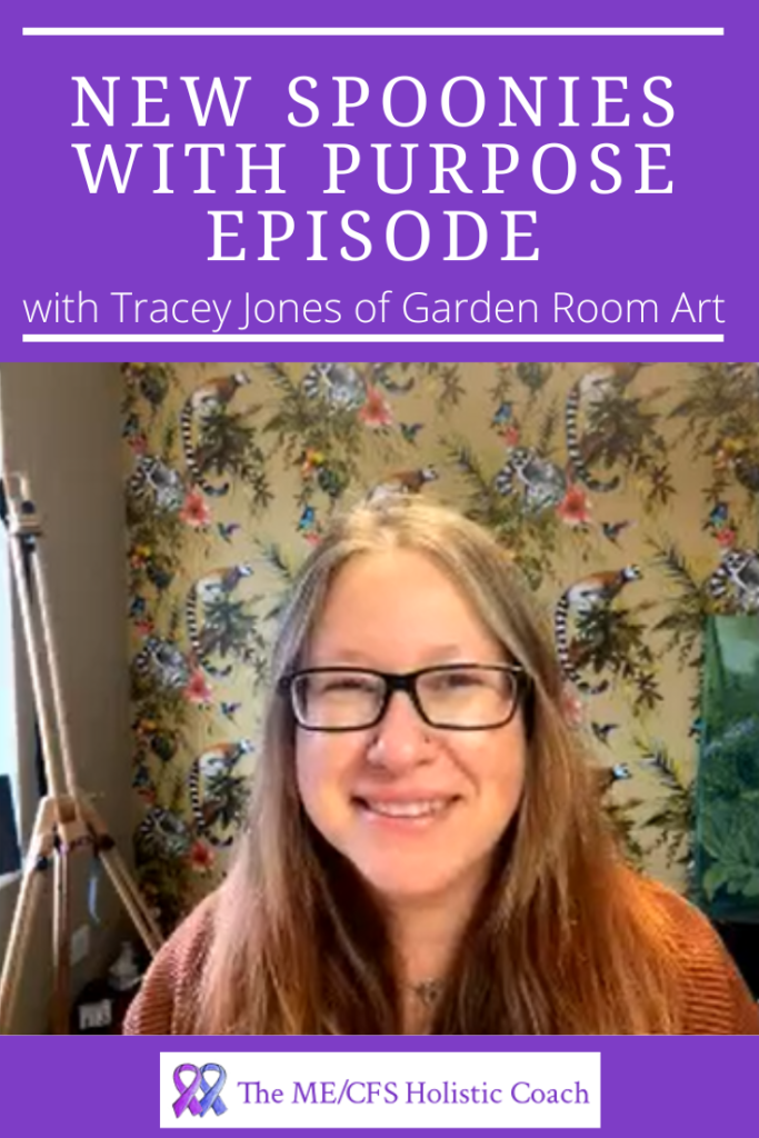 Pinterest image showing Tracey Jones interviewee for the spoonies with purpose podcast