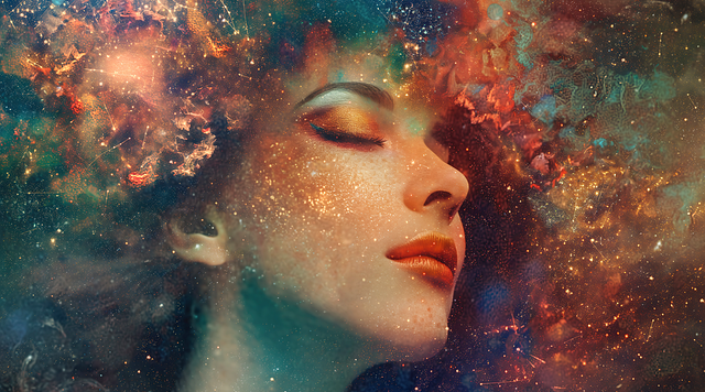 ai generated image of a woman with swirly light around her head